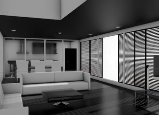 Aranżacja pokoju dziennego w stylu black&white